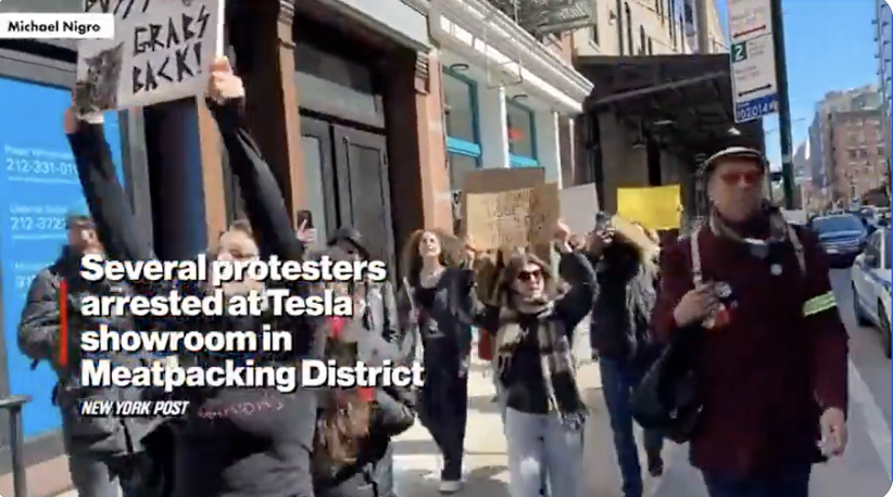 LOOMER: Anti-Tesla Protests In NYC Organized By Non-Profit Elon Donated To