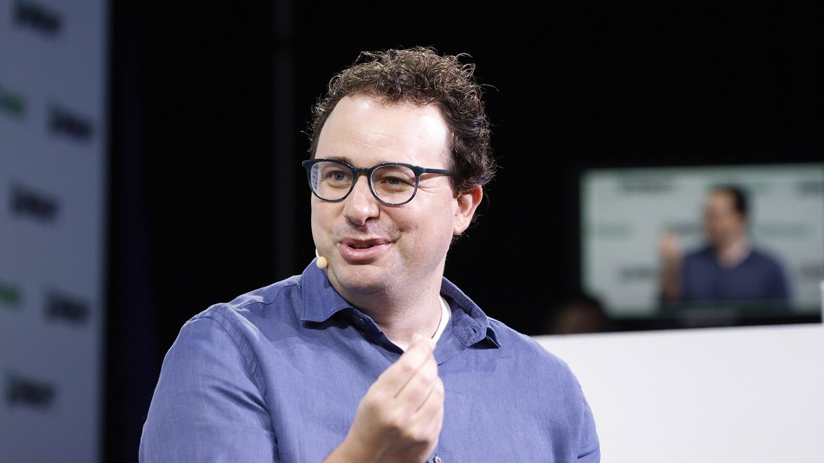Anthropic CEO Dario Amodei speaking at TechCrunch Disrupt